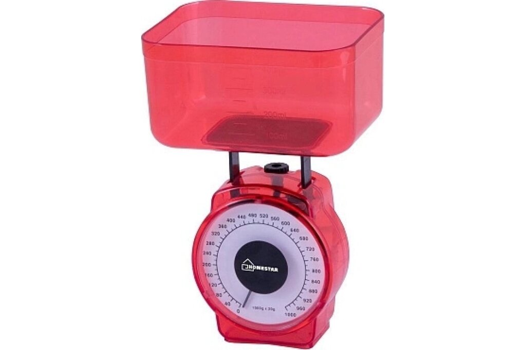Весы кухонные механические HOMESTAR HS-3004М, красные, 1 кг от компании ООО «ТВК Ритейл» - фото 1