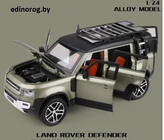 Металлическая машинка 1:24 Land Rover Defender большой, свет и звук. от компании Интернет-магазин детских игрушек Edinorog - фото 1