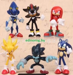 Игрушки Соник Sonic набор 6 фигурок Cуперпесонажи.