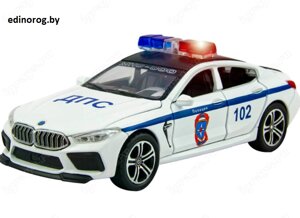 Металлическая машинка автомобиля BMW Manhart MH8 800 Полиция Свет и звук.