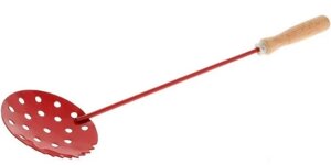 Черпак Три Кита окрашенный с деревянной ручкой красный