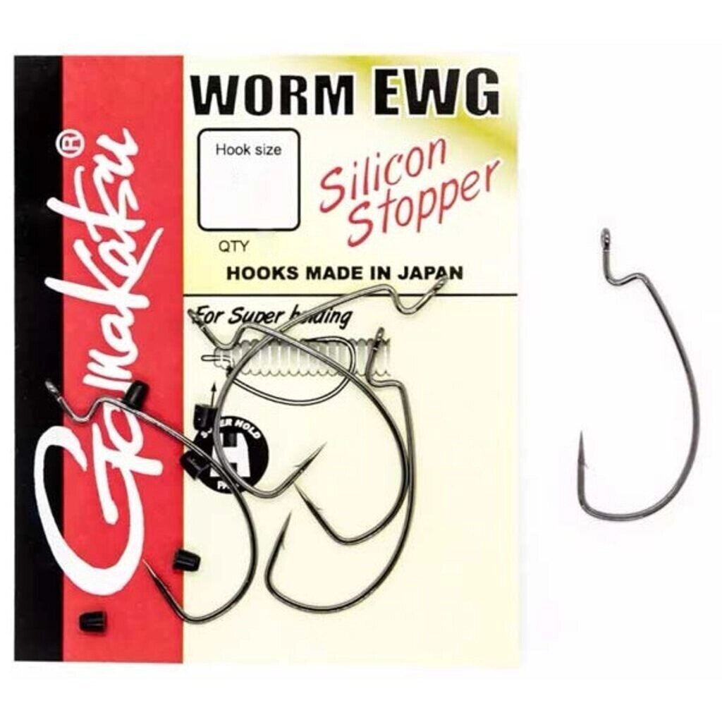 Крючки рыболовные Gamakatsu WORM EWG HOOKS SIL STOPPER BLACK # 1/0 (5 шт) от компании Megafish - фото 1