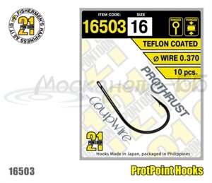 Крючок одинарный Pontoon21 16503-09, 9 шт в пачке, колечко, тефлон