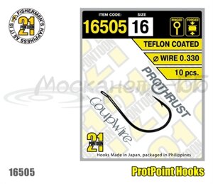 Крючок одинарный Pontoon21 16505-08, 10 шт в пачке, колечко, тефлон