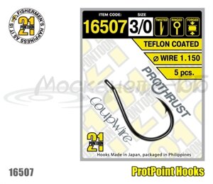 Крючок одинарный Pontoon21 16507-3/0, 5 шт в пачке, колечко, тефлон