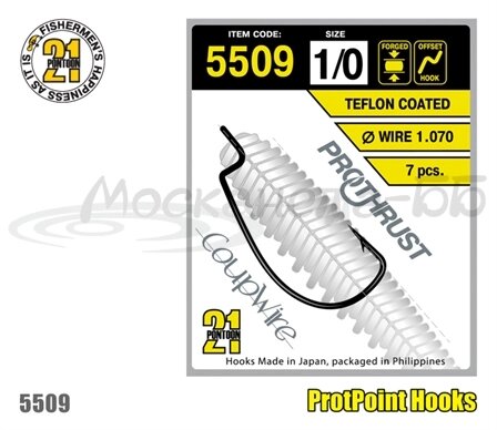 Крючок офсетный Pontoon21 5509-01, 8 шт в пачке, тефлон от компании Megafish - фото 1