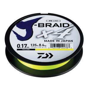 Леска плетеная J-Braid X4 135м 0,21мм fluo yellow
