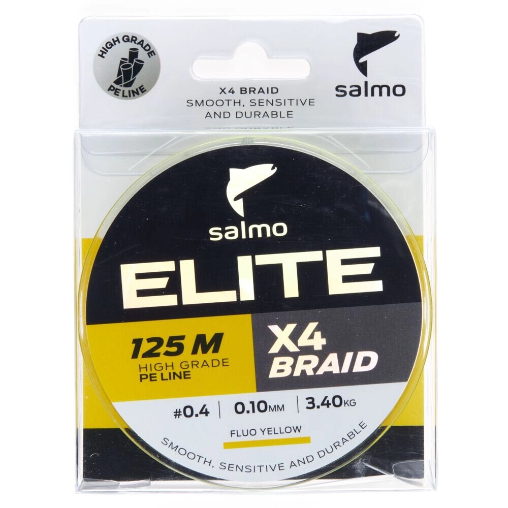 Леска плетеная Salmo Elite х4 BRAID Fluo Yellow 125м 0.1 мм от компании Megafish - фото 1