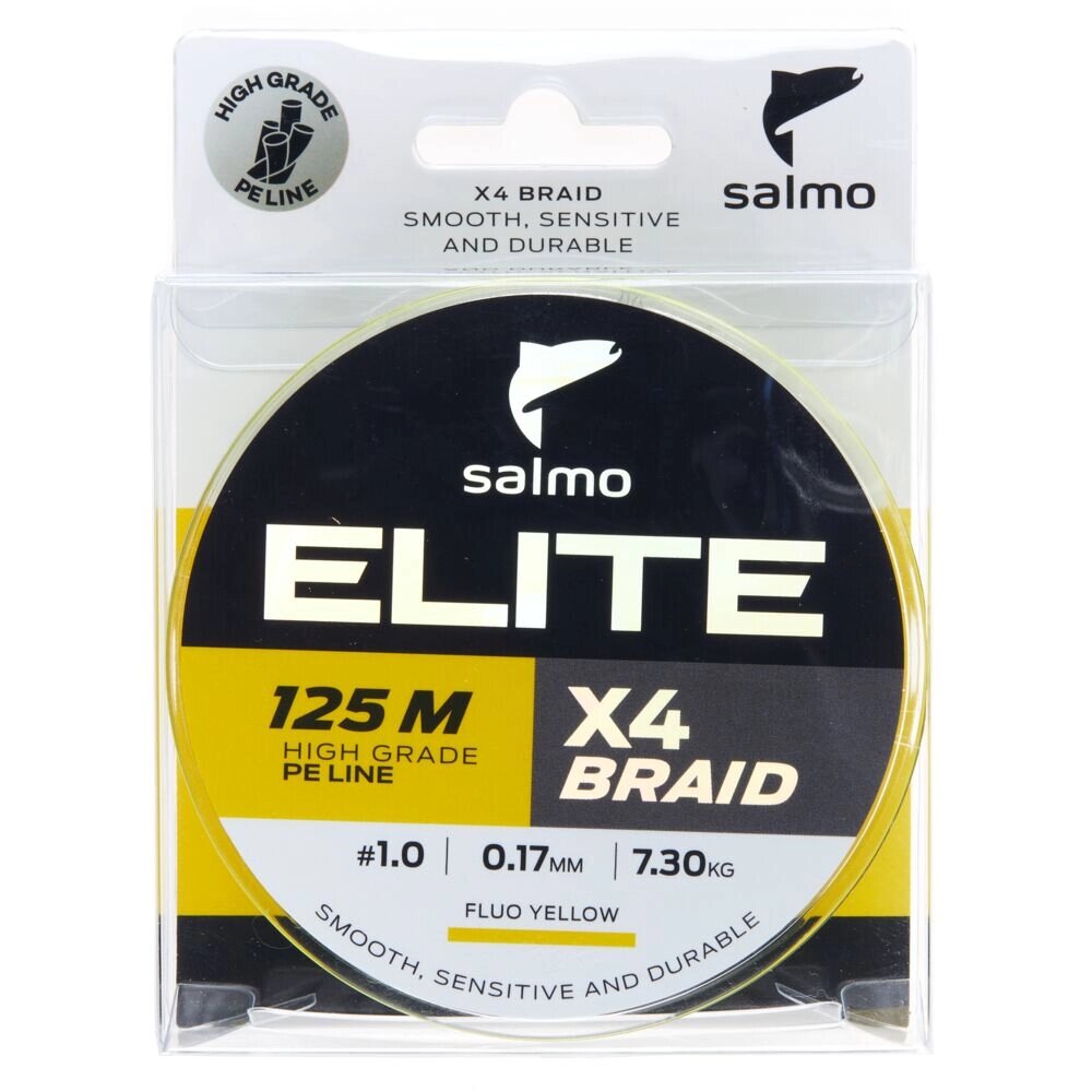 Леска плетеная Salmo Elite х4 BRAID Fluo Yellow 125м 0.17 мм от компании Megafish - фото 1