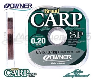 Леска OWNER BROAD CARP SPECIAL, коричневая, 10*100 м. шпуль непрерывной размотки 0.33mm