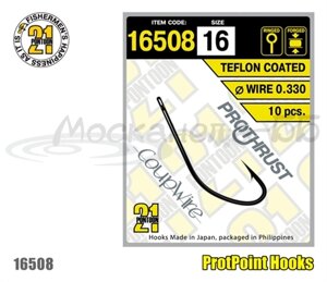 Крючок одинарный Pontoon21 16508-09, 10 шт в пачке, колечко, тефлон