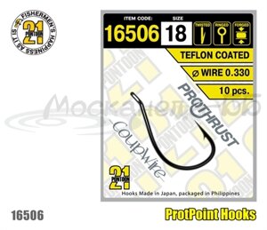 Крючок одинарный Pontoon21 16506-11, 10 шт в пачке, колечко, тефлон