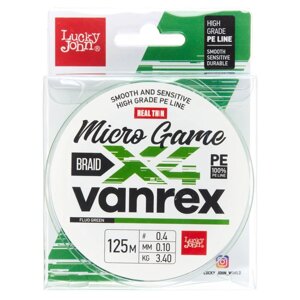 Леска плетеная Lucky John Vanrex Micro Game х4 BRAID Fluo Green 125м 0.10 мм
