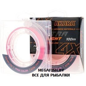 Шнур Akara Ultra Light X-4 (100 м; 0.10 мм) Pink