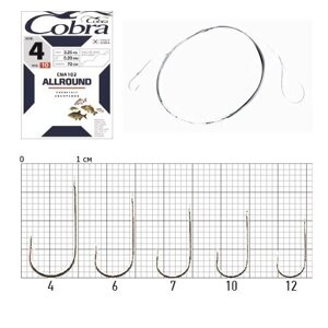 Крючки с поводком Cobra ALLROUND CNA102 70cm №10