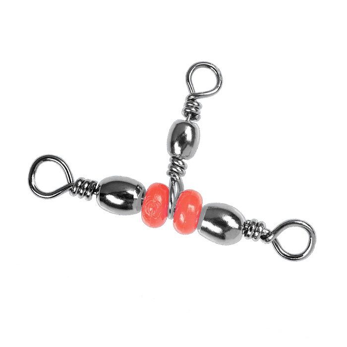 Вертлюг Sprut Barrel Triple Swivel Style 2 Red Beads/Т-образный 8х10 от компании Megafish - фото 1