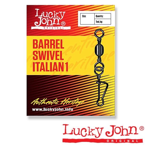 Вертлюги c застежкой Lucky John Original BARREL SWIVEL ITALIAN1-012 от компании Megafish - фото 1