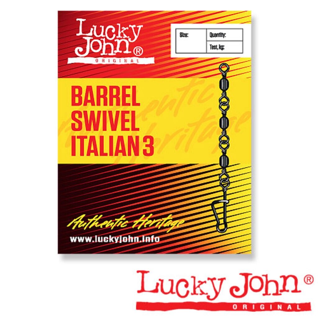 Вертлюги c застежкой Lucky John Original BARREL SWIVEL ITALIAN3-012 от компании Megafish - фото 1