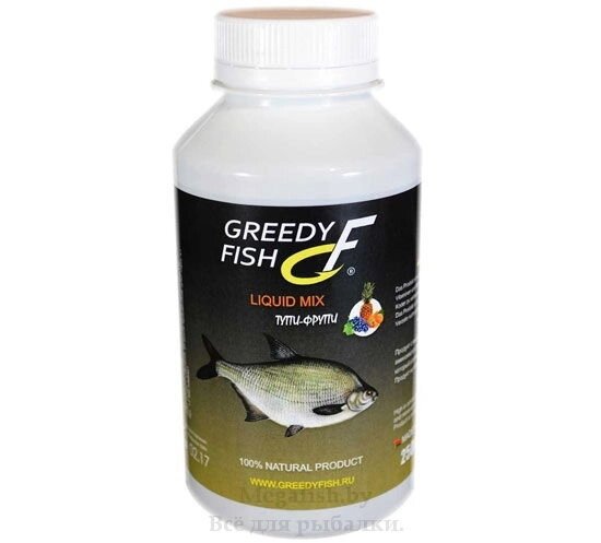 Вкусоароматическая добавка в прикормку, активатор клева Liquid Greedy Fish Тутти-Фрутти 250мл от компании Megafish - фото 1