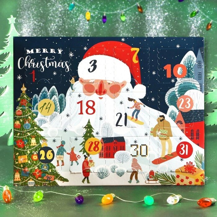 Адвент календарь с шоколадом " Поздравление Деда мороза", 12х5 г от компании Интернет-гипермаркет «MOLL» - фото 1
