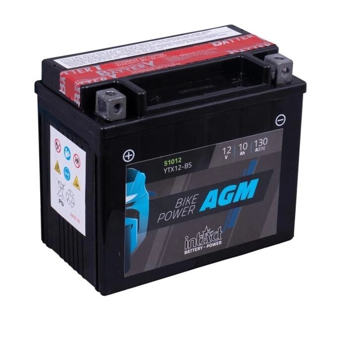 Аккумулятор intAct IA YTX12-BS, AGM, 12В, 10Ач, пуск ток 150А, прямая (+ -) от компании Интернет-гипермаркет «MOLL» - фото 1