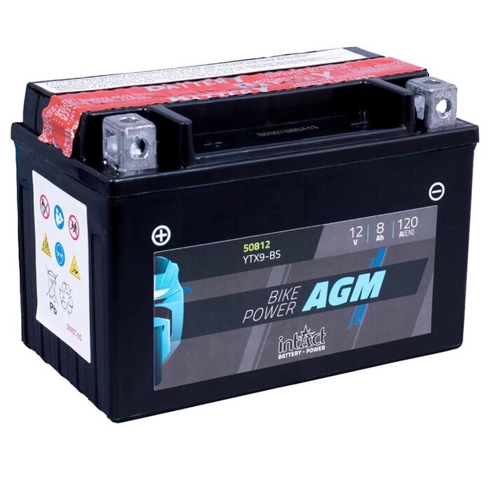Аккумулятор intAct IA YTX9-BS, AGM, 12В, 8Ач, пуск ток 120 А, прямая (+ -) от компании Интернет-гипермаркет «MOLL» - фото 1