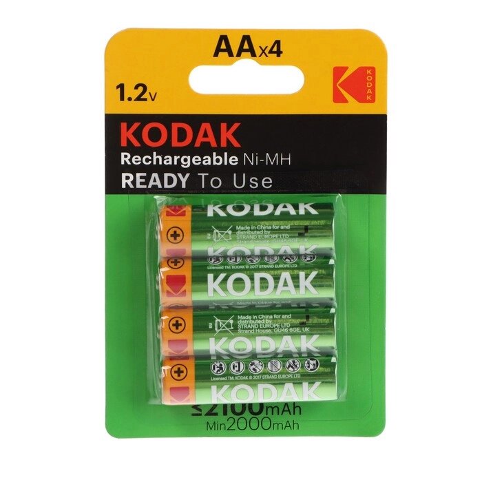 Аккумулятор Kodak, Ni-Mh, AA, HR6-4BL, 2100 мАч, блистер, 4 шт. от компании Интернет-гипермаркет «MOLL» - фото 1