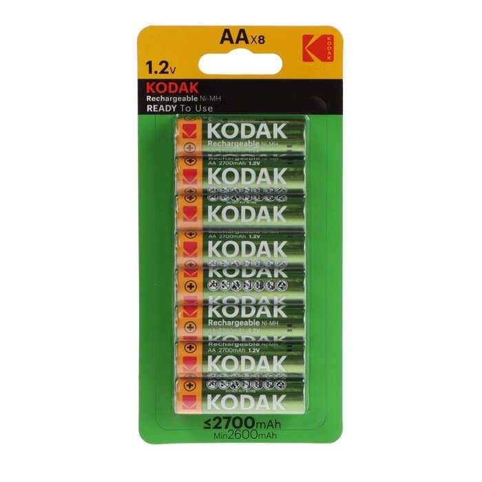 Аккумулятор Kodak, Ni-Mh, AA, HR6-8BL, 2700 мАч, блистер, 8 шт. от компании Интернет-гипермаркет «MOLL» - фото 1