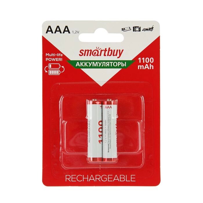 Аккумулятор Smartbuy, Ni-Mh, AAA, HR03-2BL, 1.2В, 1100 мАч, блистер, 2 шт. от компании Интернет-гипермаркет «MOLL» - фото 1