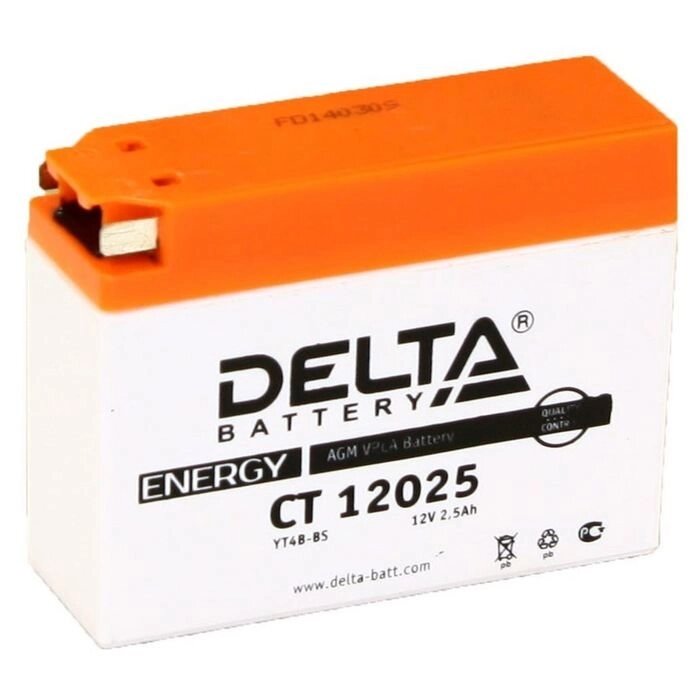Аккумуляторная батарея Delta СТ12025 (YT4B-BS)12V, 2,5 Ач боковая (обратная) от компании Интернет-гипермаркет «MOLL» - фото 1