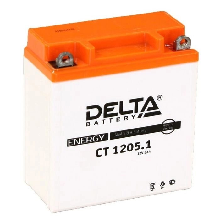 Аккумуляторная батарея Delta СТ1205.1 (12N5-3B, YB5L-B)12V, 5 Ач обратная (- +) от компании Интернет-гипермаркет «MOLL» - фото 1