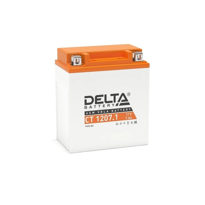 Аккумуляторная батарея Delta СТ1207.1 (YTX7L-BS)12V, 7 Ач обратная (- +) от компании Интернет-гипермаркет «MOLL» - фото 1