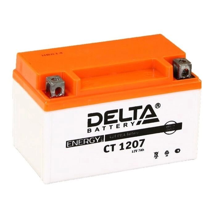 Аккумуляторная батарея Delta СТ1207 (YTX7A-BS)12V, 7 Ач прямая (+ -) от компании Интернет-гипермаркет «MOLL» - фото 1
