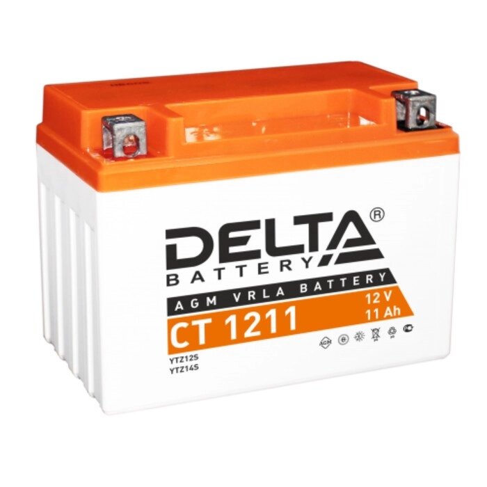 Аккумуляторная батарея Delta СТ1211 (YTZ12S, YTZ14S)12V, 11 Ач прямая (+ -) от компании Интернет-гипермаркет «MOLL» - фото 1