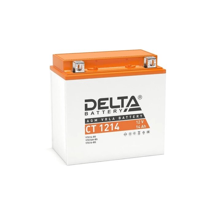 Аккумуляторная батарея Delta СТ1214(YTX14-BS, YTX14H-BS, YTX16-BS, YB16B-A)12V, 14 Ач прямая от компании Интернет-гипермаркет «MOLL» - фото 1