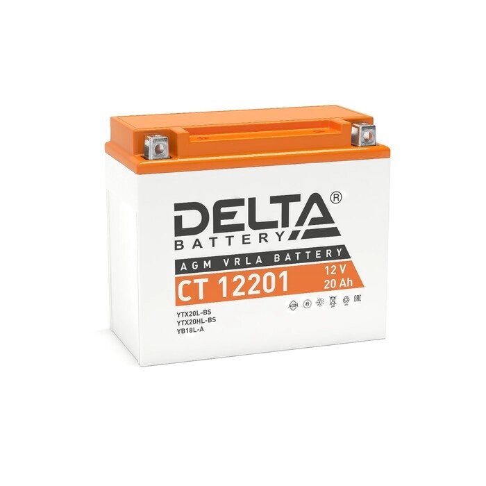 Аккумуляторная батарея Delta СТ12201(YTX20L-BS, YTX20HL-BS, YB16L-B, YB18L-A)12V,20Ач обратная от компании Интернет-гипермаркет «MOLL» - фото 1