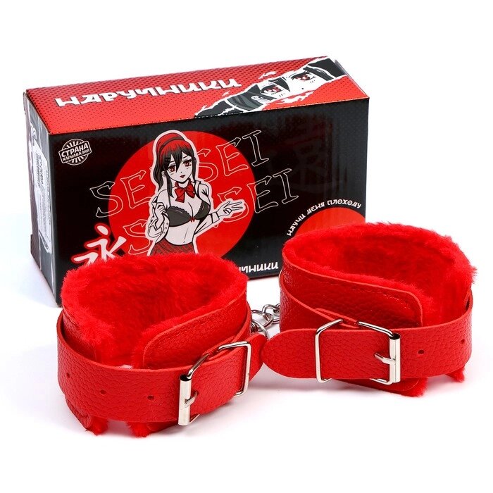 Аксессуар для карнавала- наручники, цвет красный от компании Интернет-гипермаркет «MOLL» - фото 1