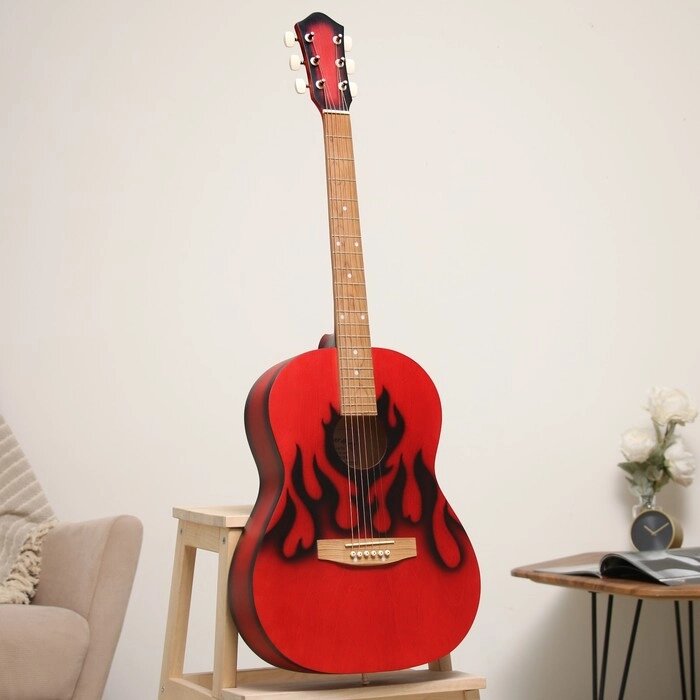 Акустическая гитара "M-213-FL" черное пламя, мензура 650, 6 струнн от компании Интернет-гипермаркет «MOLL» - фото 1