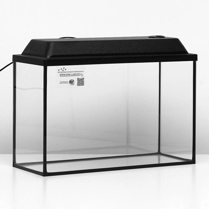 Аквариум прямоугольный Атолл с крышкой, 40 литров, 55 х 21 х 35/40,5 см, чёрный от компании Интернет-гипермаркет «MOLL» - фото 1