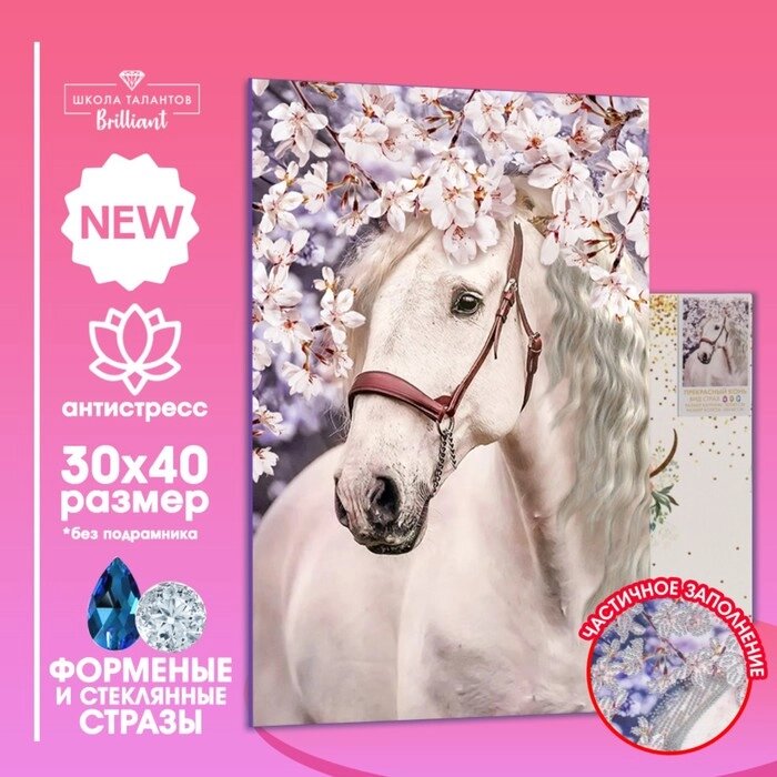Алмазная вышивка форменными стразами "Прекрасный конь" 30*40 см от компании Интернет-гипермаркет «MOLL» - фото 1