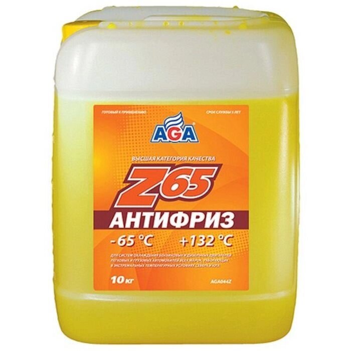 Антифриз AGA желтый -65С/+132С готовый 10л от компании Интернет-гипермаркет «MOLL» - фото 1