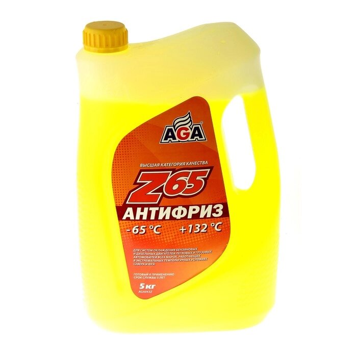 Антифриз готовый AGA -65С/+132С жёлтый, 5 л от компании Интернет-гипермаркет «MOLL» - фото 1