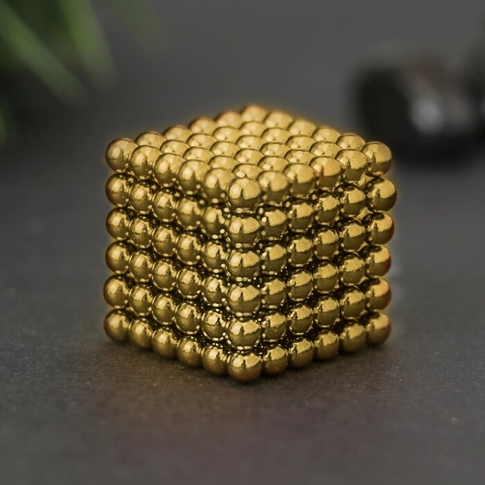 Антистресс магнит "Неокуб" 216 шариков d=0,3 см (золото) от компании Интернет-гипермаркет «MOLL» - фото 1