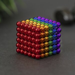 Антистресс-магнит "Неокуб", 3 3 см, 216 шариков (d = 0,5 см), 6 цветов