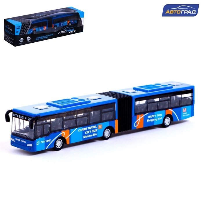 Автобус металлический "Городской транспорт", инерционный, масштаб 1:64, цвет синий от компании Интернет-гипермаркет «MOLL» - фото 1