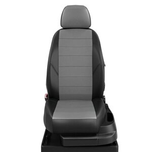 Авточехлы для Chery Tiggo 5 с 2014-2016 джип Задняя спинка и сиденье 40 на 60, 4 подголовника, экокожа, серо-чёрная
