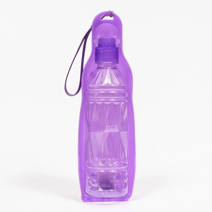 Автопоилка прогулочная с фигурной бутылочкой, 450 мл, фиолетовая от компании Интернет-гипермаркет «MOLL» - фото 1