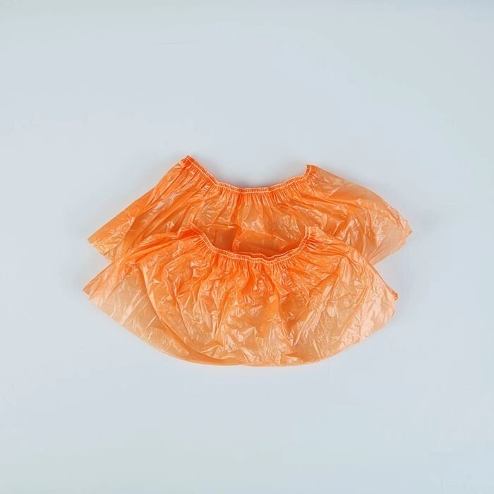 Бахилы ""Особо прочные"", с двойной резинкой, оранжевые, 400*140мм., 50 мкм., 100 пар, 5 г. от компании Интернет-гипермаркет «MOLL» - фото 1