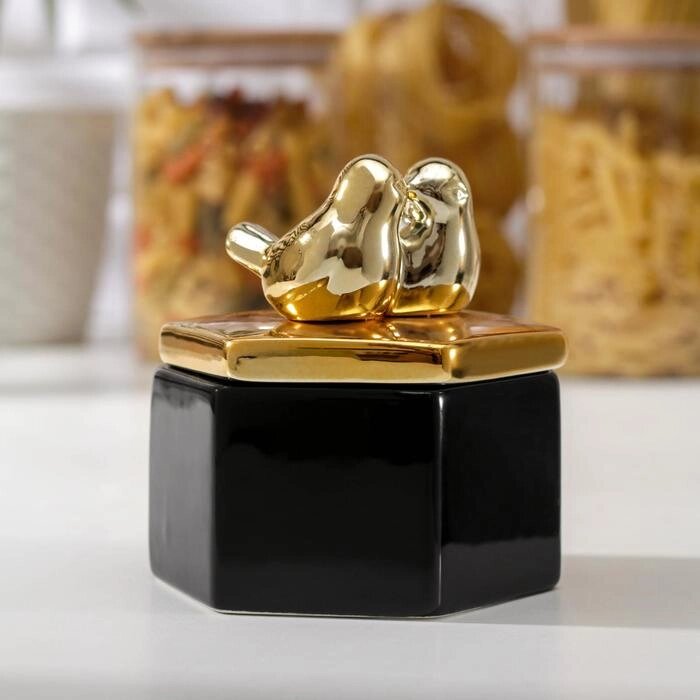 Банка для сыпучих продуктов "Золотое крыло", 10,511,5 см , цвет чёрный от компании Интернет-гипермаркет «MOLL» - фото 1