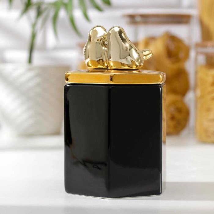 Банка для сыпучих продуктов "Золотое крыло", 10,516,5 см , цвет чёрный от компании Интернет-гипермаркет «MOLL» - фото 1